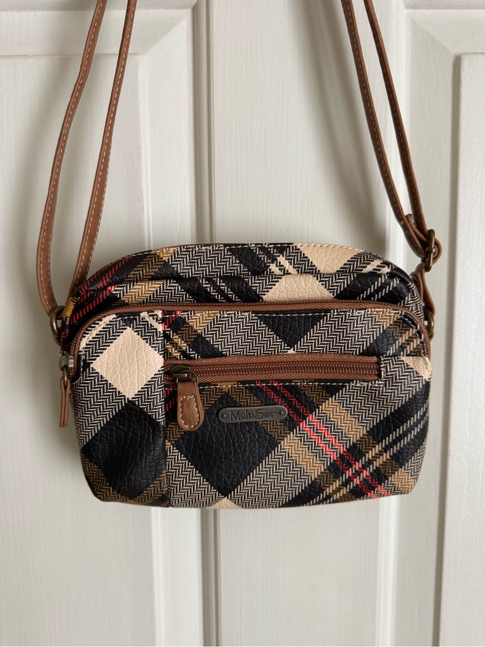 MultiSac Plaid Crossbody & Shoulder Bag – Neutral Tartan